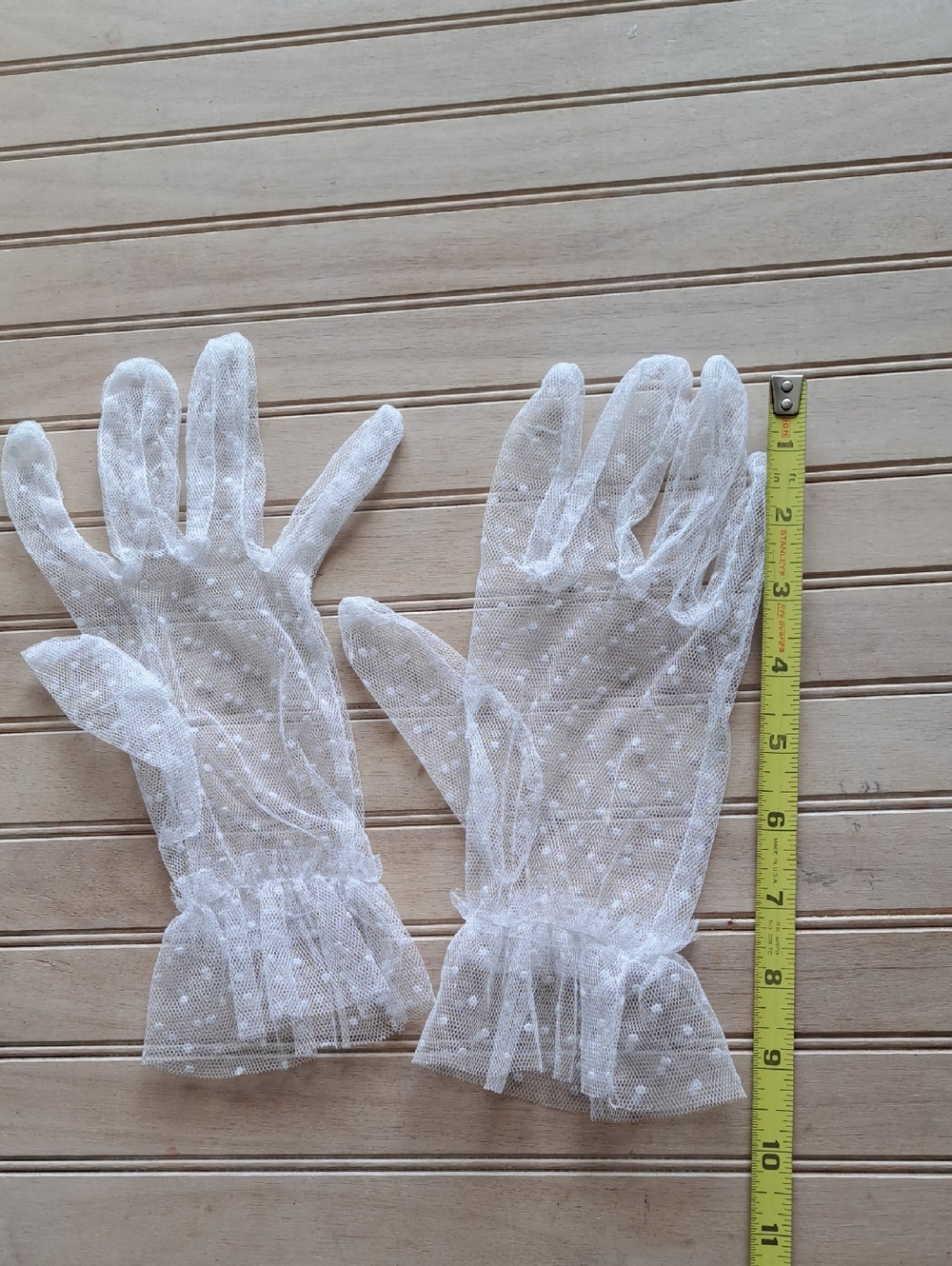 White Sheer Polka Dot Lace Gloves Femimine Y2k Formal - Picture 4 of 5